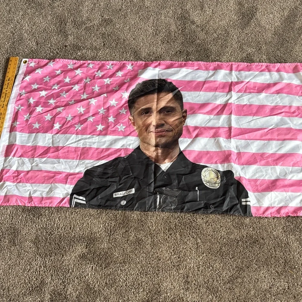 The Rookie Tim Bradford Patriotic Pink and White Flag